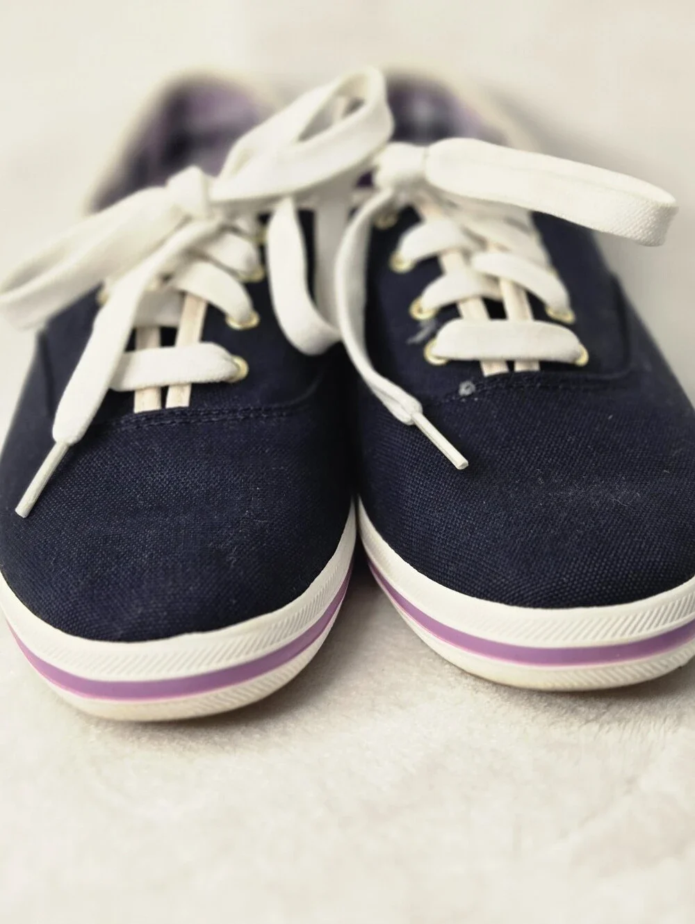 Keds x Kate Spade Navy Blue Canvas Plaid Champion Sneakers WF65386 women's8.5